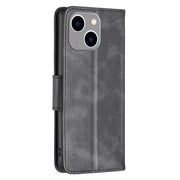 For iPhone 15 Plus Lambskin Texture Pure Color Flip Leather Phone Case(Black)