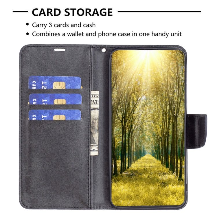 For iPhone 15 Plus Lambskin Texture Pure Color Flip Leather Phone Case(Black)