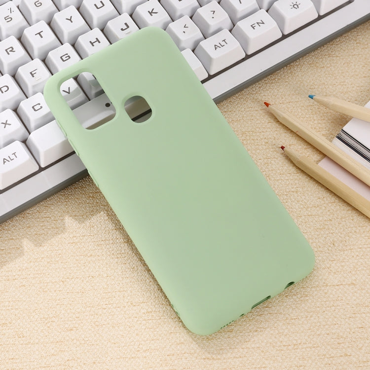 For Samsung Galaxy A21s Pure Color Liquid Silicone Shockproof Full Coverage Case(Green)