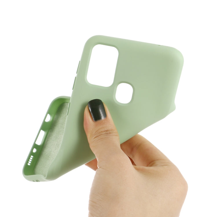 For Samsung Galaxy A21s Pure Color Liquid Silicone Shockproof Full Coverage Case(Green)