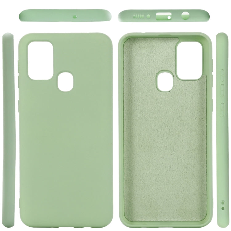 For Samsung Galaxy A21s Pure Color Liquid Silicone Shockproof Full Coverage Case(Green)