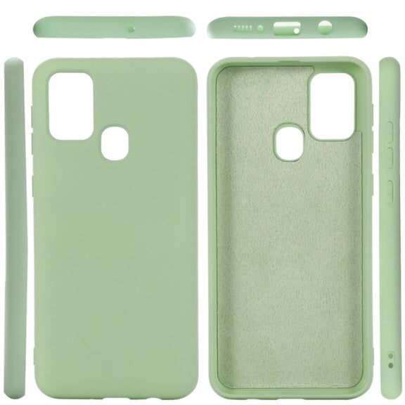 For Samsung Galaxy A21s Pure Color Liquid Silicone Shockproof Full Coverage Case(Green)