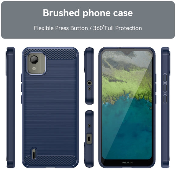 For Nokia C110 Brushed Texture Carbon Fiber TPU Phone Case(Blue)