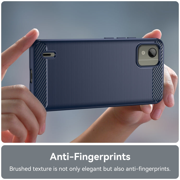 For Nokia C110 Brushed Texture Carbon Fiber TPU Phone Case(Blue)