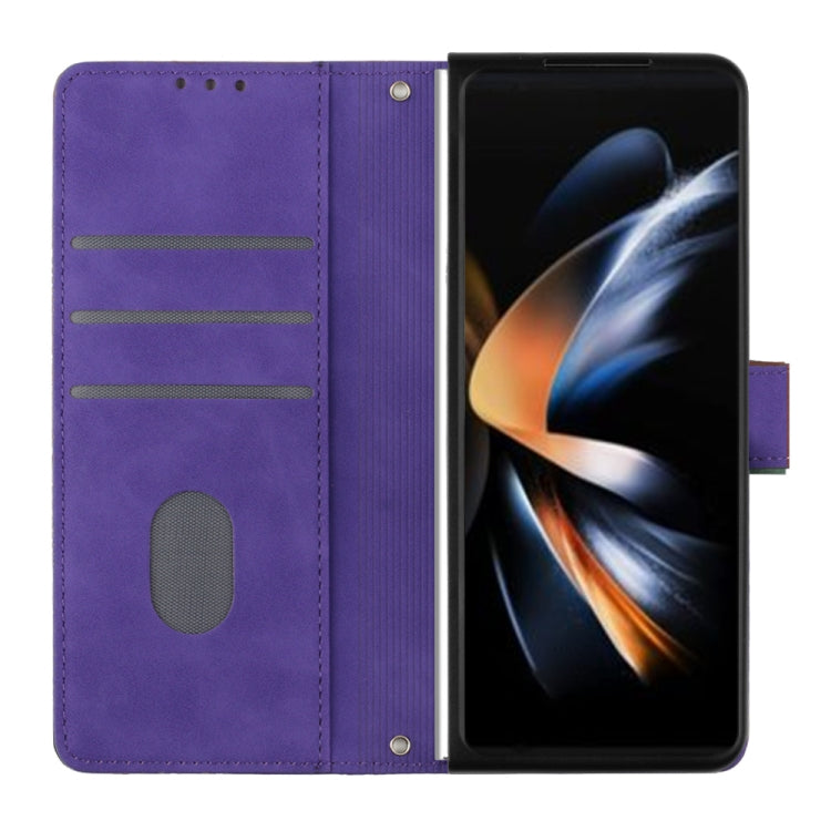 For Samsung Galaxy Z Fold5 5G Crossbody 3D Embossed Flip Leather Phone Case(Purple)