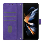 For Samsung Galaxy Z Fold5 5G Crossbody 3D Embossed Flip Leather Phone Case(Purple)