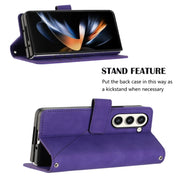 For Samsung Galaxy Z Fold5 5G Crossbody 3D Embossed Flip Leather Phone Case(Purple)