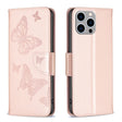 For iPhone 15 Pro Max Embossing Two Butterflies Pattern Leather Phone Case(Rose Gold) - free shipping - PMC TechLife - Order now!