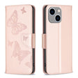 For iPhone 15 Plus Embossing Two Butterflies Pattern Leather Phone Case(Rose Gold) - free shipping - PMC TechLife - Order now!