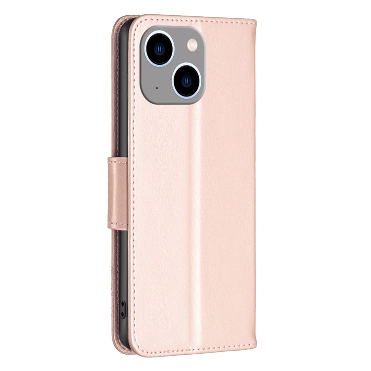 For iPhone 15 Plus Embossing Two Butterflies Pattern Leather Phone Case(Rose Gold)