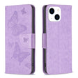For iPhone 15 Embossing Two Butterflies Pattern Leather Phone Case(Purple) - free shipping - PMC TechLife - Order now!