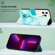 For iPhone 15 Pro Max PT003 Marble Pattern Flip Leather Phone Case(Green)