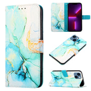 For iPhone 15 Plus PT003 Marble Pattern Flip Leather Phone Case(Green)