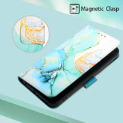 For iPhone 15 Plus PT003 Marble Pattern Flip Leather Phone Case(Green)