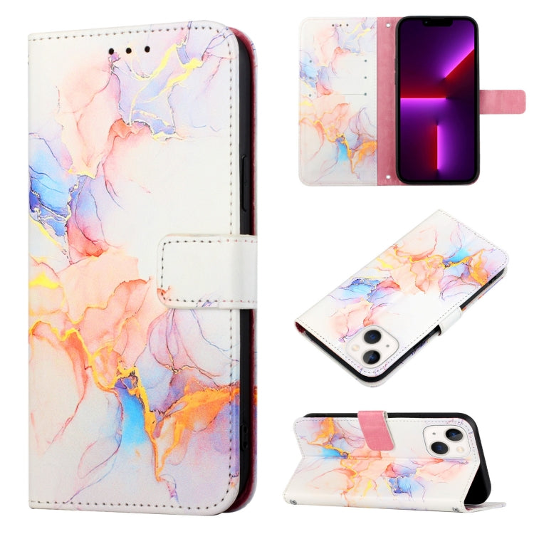 For iPhone 15 PT003 Marble Pattern Flip Leather Phone Case(Galaxy Marble White)