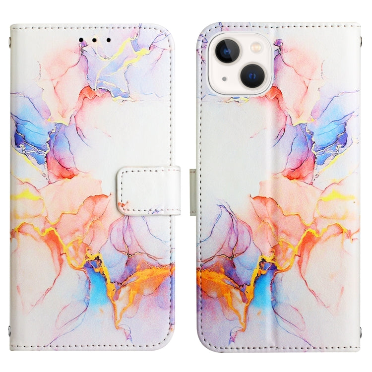 For iPhone 15 PT003 Marble Pattern Flip Leather Phone Case(Galaxy Marble White)