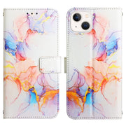 For iPhone 15 PT003 Marble Pattern Flip Leather Phone Case(Galaxy Marble White)