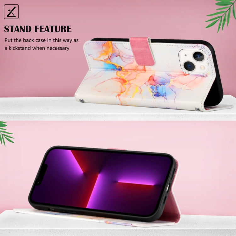 For iPhone 15 PT003 Marble Pattern Flip Leather Phone Case(Galaxy Marble White)