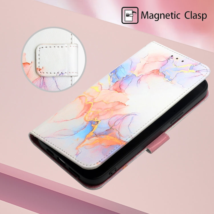 For iPhone 15 PT003 Marble Pattern Flip Leather Phone Case(Galaxy Marble White)