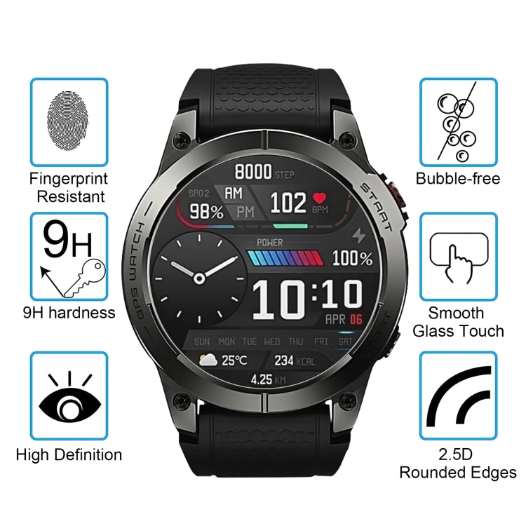 For Zeblaze Stratos 3 50pcs 0.26mm 2.5D 9H Tempered Glass Film Watch Screen Protector