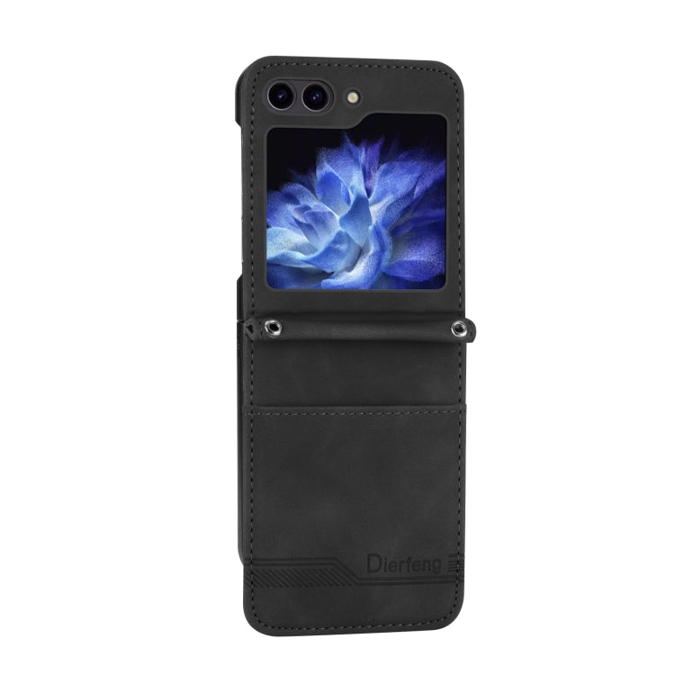 For Samsung Galaxy Z Flip5 Dierfeng Dream Line TPU + PU Leather Phone Case(Black)