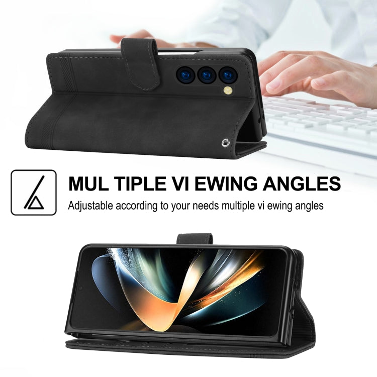 For Samsung Galaxy Z Fold5 Dierfeng Dream Line TPU + PU Leather Phone Case(Black)