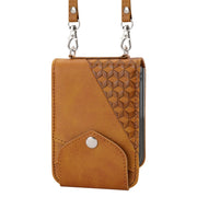 For Samsung Galaxy Z Flip5 Cubic Grid Calf Texture Magnetic Leather Phone Case(Yellow)