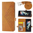 For Samsung Galaxy Z Fold5 Cubic Grid Calf Texture Magnetic Leather Phone Case(Yellow) - free shipping - PMC TechLife - Order now!