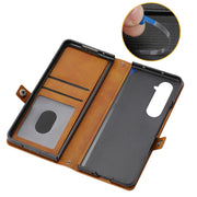 For Samsung Galaxy Z Fold5 Cubic Grid Calf Texture Magnetic Leather Phone Case(Yellow)