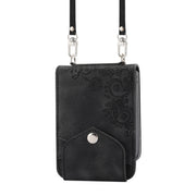 For Samsung Galaxy Z Flip5 Skin Feel Flowers Embossed Wallet Leather Phone Case(Black)