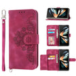 For Samsung Galaxy Z Fold5 Skin Feel Flowers Embossed Wallet Leather Phone Case(Wine Red) - free shipping - PMC TechLife - Order now!