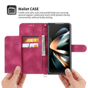 For Samsung Galaxy Z Fold5 Skin Feel Flowers Embossed Wallet Leather Phone Case(Wine Red)