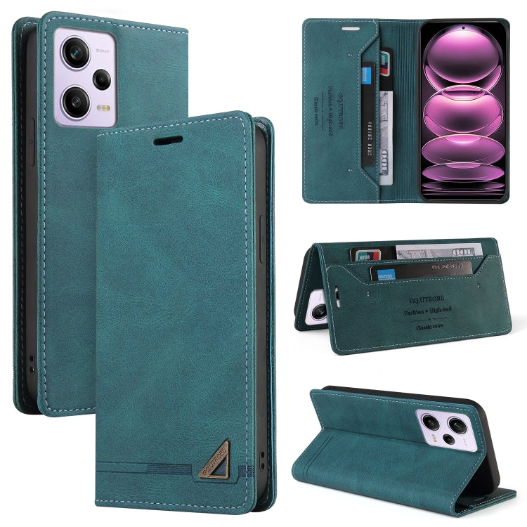 For Xiaomi Redmi Note 12 Pro India/Poco X5 Pro GQUTROBE Skin Feel Anti-theft Brush Horizontal Flip Leather Case with Holder(Blue)