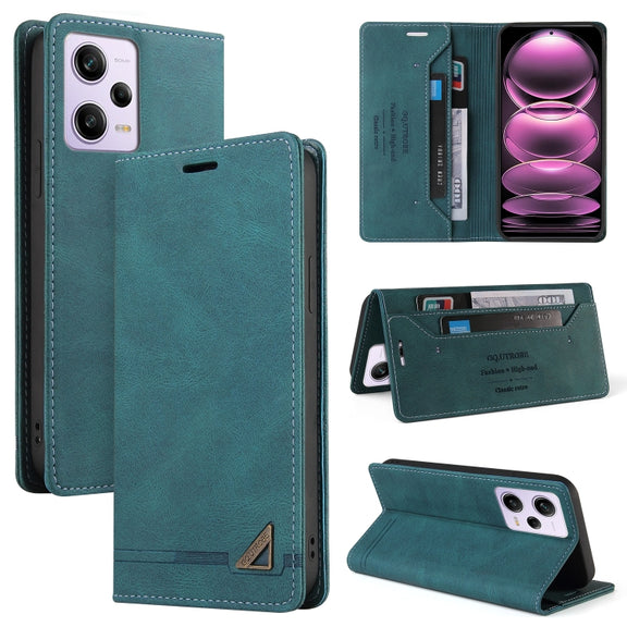For Xiaomi Redmi Note 12 Pro India/Poco X5 Pro GQUTROBE Skin Feel Anti-theft Brush Horizontal Flip Leather Case with Holder(Blue)