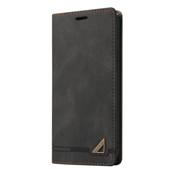 For Xiaomi Redmi Note 12 Pro+ India GQUTROBE Skin Feel Anti-theft Brush Horizontal Flip Leather Case with Holder(Black)