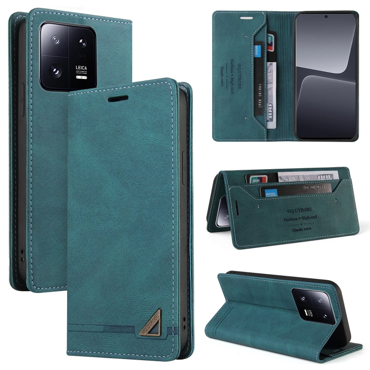 For Xiaomi 13 Pro GQUTROBE Skin Feel Anti-theft Brush Horizontal Flip Leather Case with Holder(Blue)