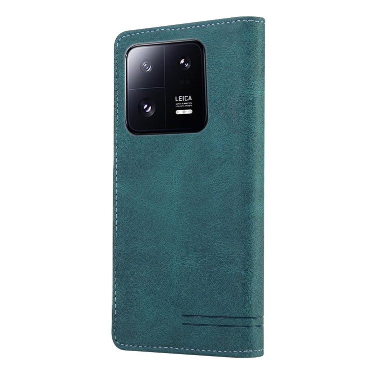 For Xiaomi 13 Pro GQUTROBE Skin Feel Anti-theft Brush Horizontal Flip Leather Case with Holder(Blue)