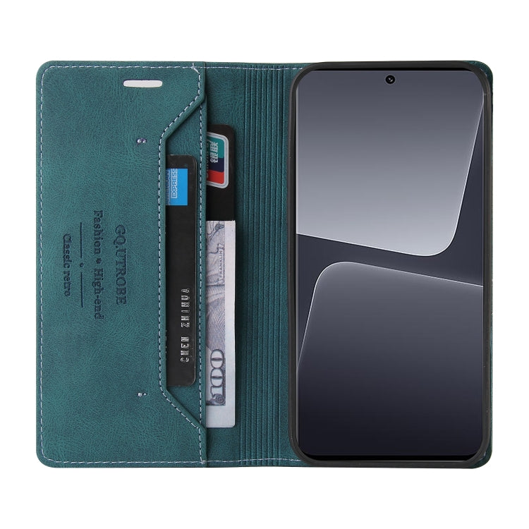 For Xiaomi 13 Pro GQUTROBE Skin Feel Anti-theft Brush Horizontal Flip Leather Case with Holder(Blue)