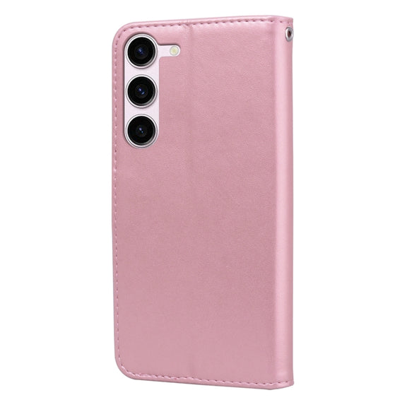 For Samsung Galaxy S23+ 5G Rose Embossed Flip PU Leather Phone Case(Rose Gold)