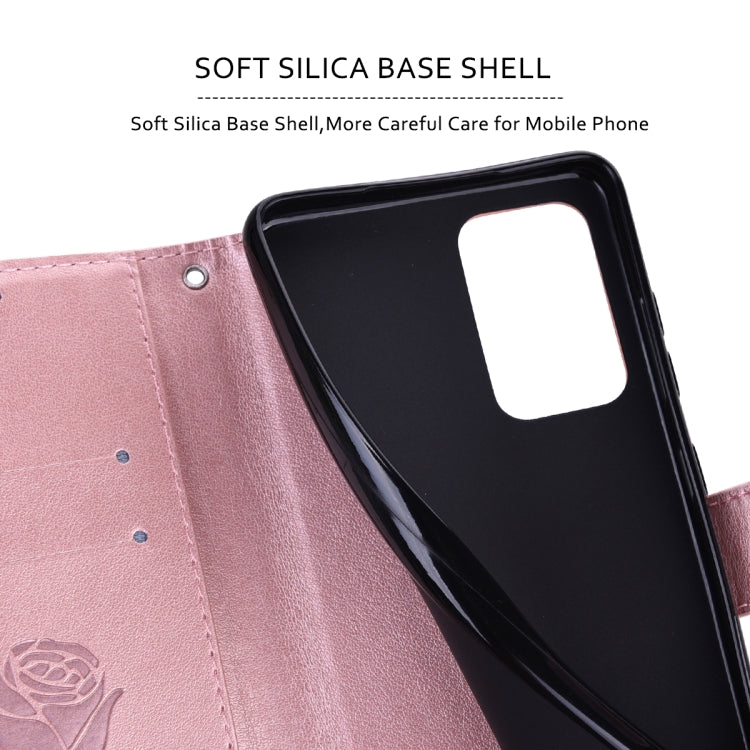 For Samsung Galaxy S23+ 5G Rose Embossed Flip PU Leather Phone Case(Rose Gold)