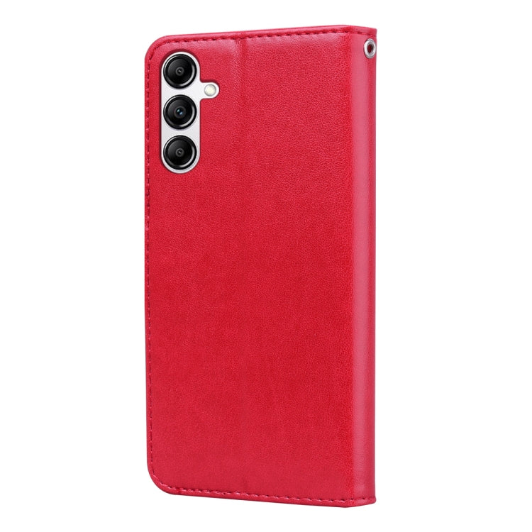 For Samsung Galaxy A14 4G / 5G Rose Embossed Flip PU Leather Phone Case(Red)