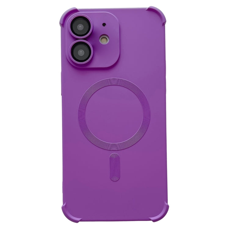 For iPhone 12 Four Corner Shockproof Skin Feel MagSafe Magnetic Phone Case(Purple)