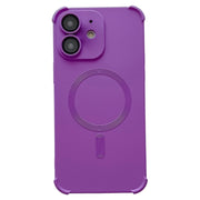 For iPhone 12 Four Corner Shockproof Skin Feel MagSafe Magnetic Phone Case(Purple)