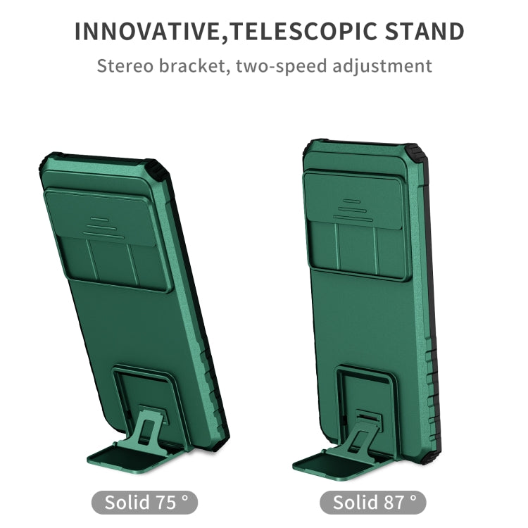 For Google Pixel 8 Pro Stereoscopic Holder Sliding Camshield Phone Case(Green)