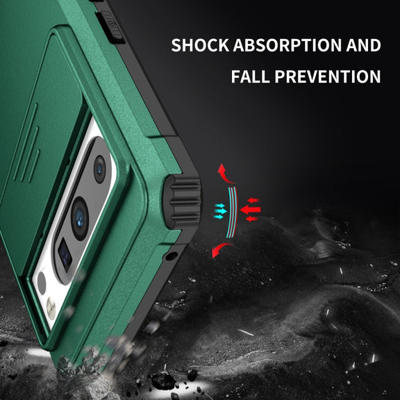 For Google Pixel 8 Pro Stereoscopic Holder Sliding Camshield Phone Case(Green)