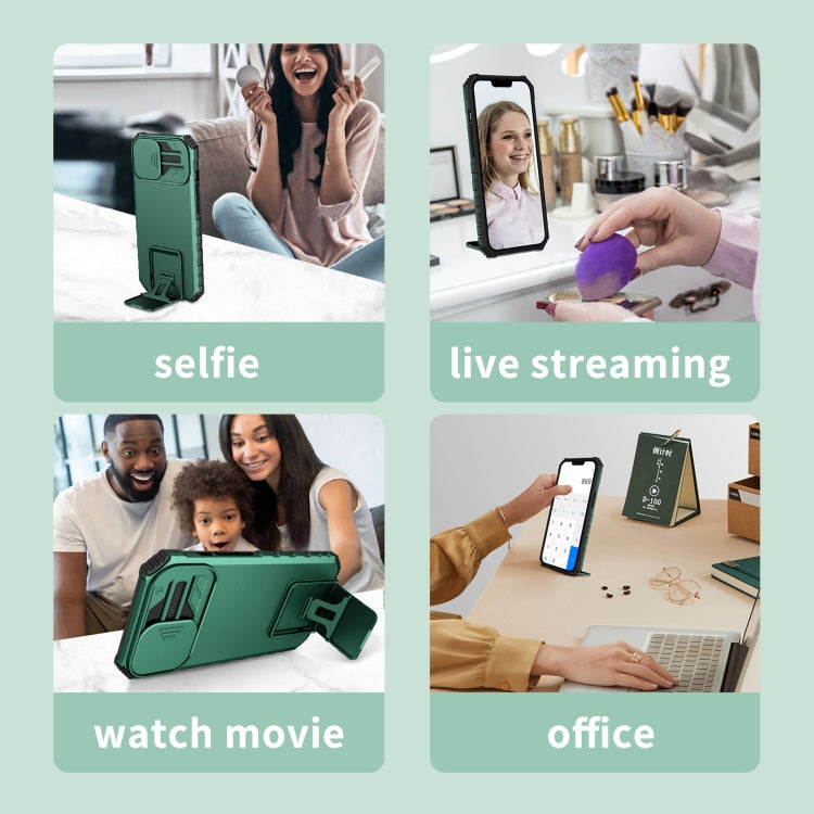 For Google Pixel 8 Pro Stereoscopic Holder Sliding Camshield Phone Case(Green)