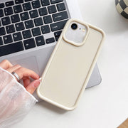 For iPhone SE 2022 / 2020 / 8 / 7 Shockproof Frame Frosted TPU Phone Case(Beige)