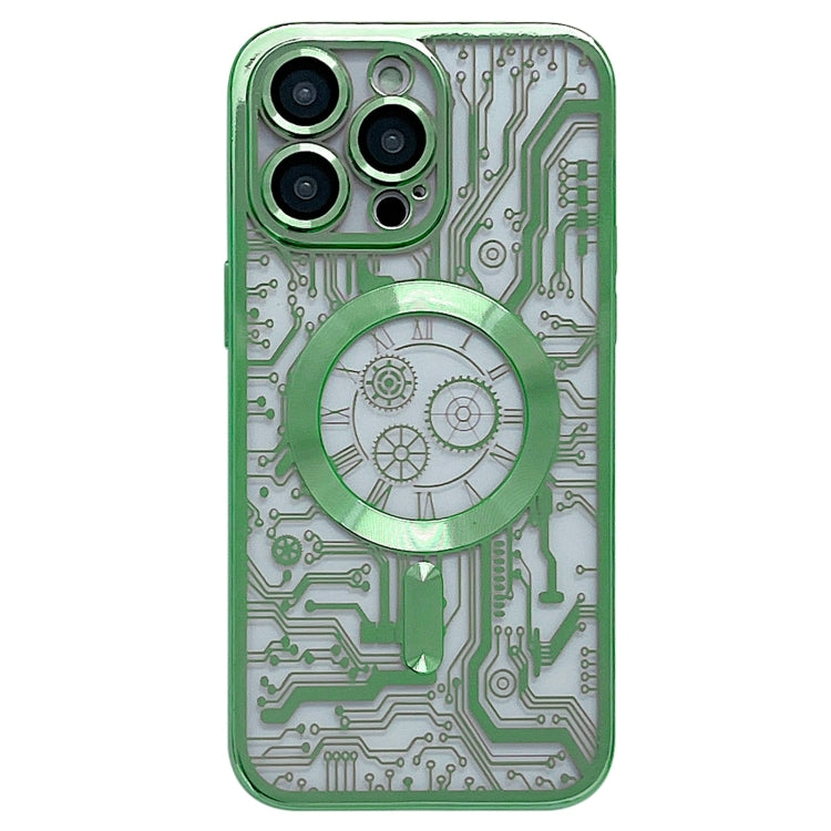 For iPhone 12 Pro Electroplated Circuit Board Pattern MagSafe Phone Case(Green)