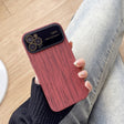 For iPhone 12 Pro Wood Grain TPU Phone Case with Lens Film(Red) - iPhone 12 / 12 Pro Cases by PMC TechLife | Online Shopping South Africa | PMC TechLife