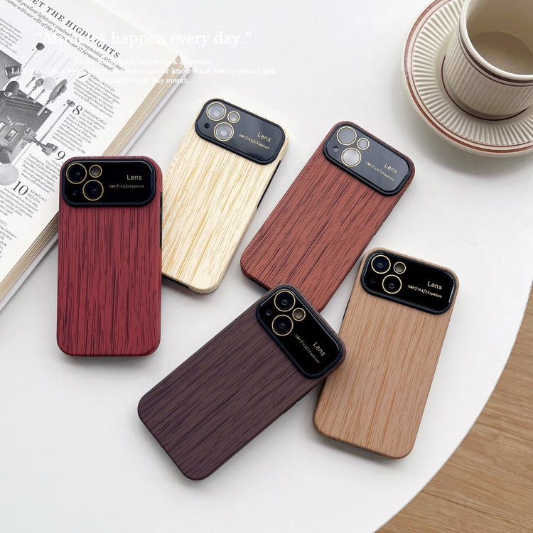 For iPhone 12 Pro Wood Grain TPU Phone Case with Lens Film(Beige)
